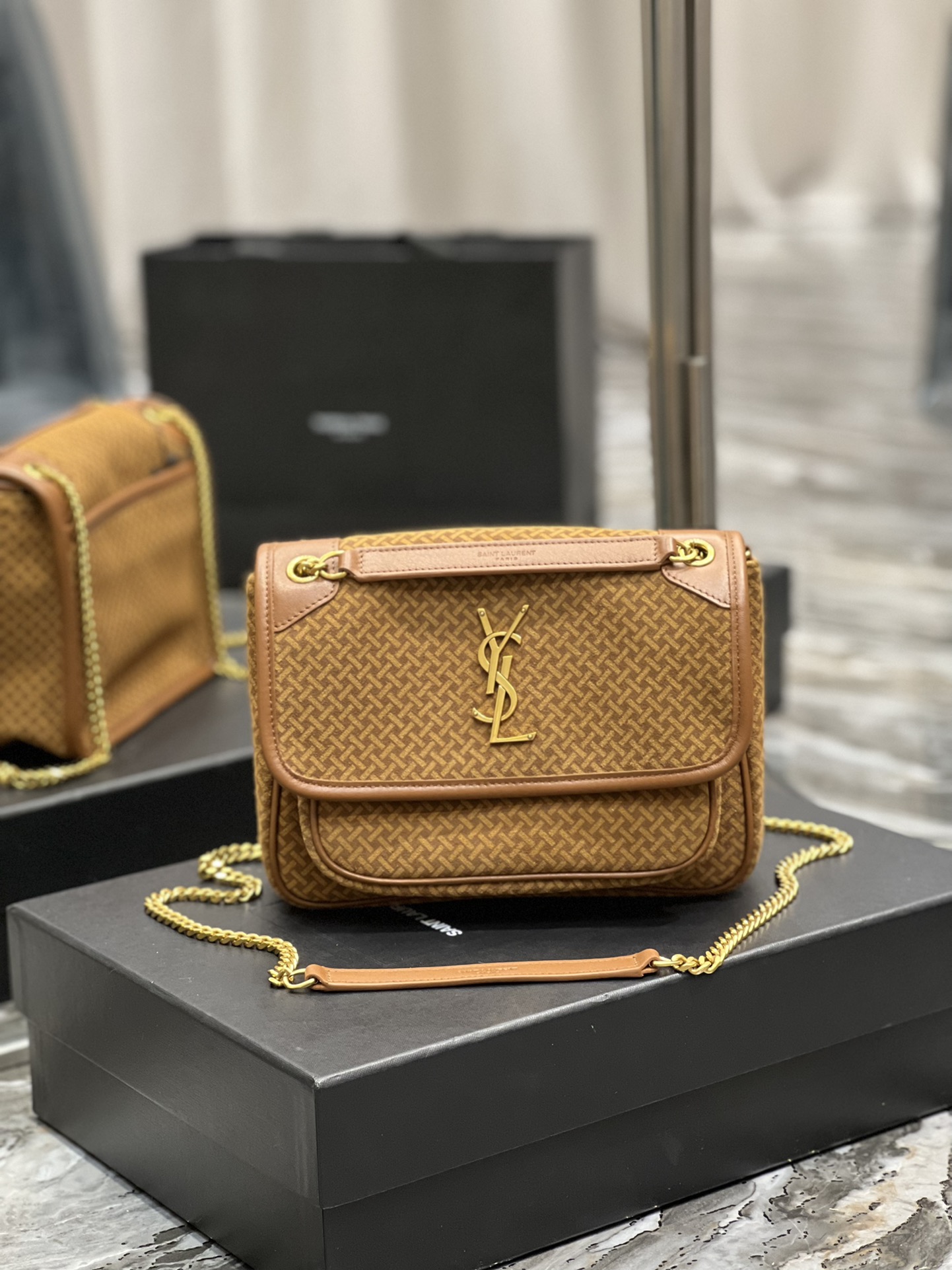 Saint Laurent YSL Niki Suede Print and Leather Bag - Autumn/Winter Collection