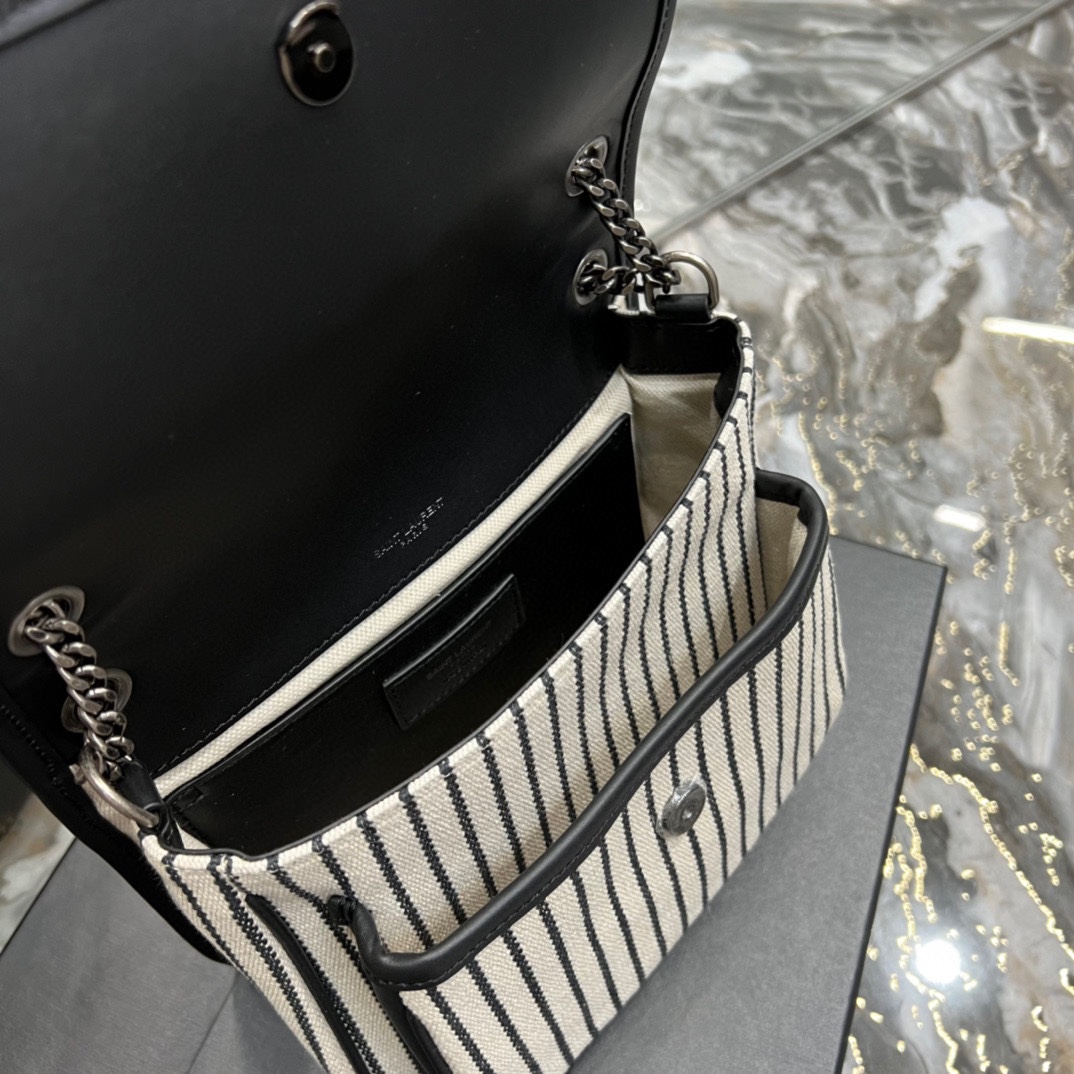 Saint Laurent YSL Niki Cotton-Linen Stripe and Leather Bag - Spring/Summer Collection