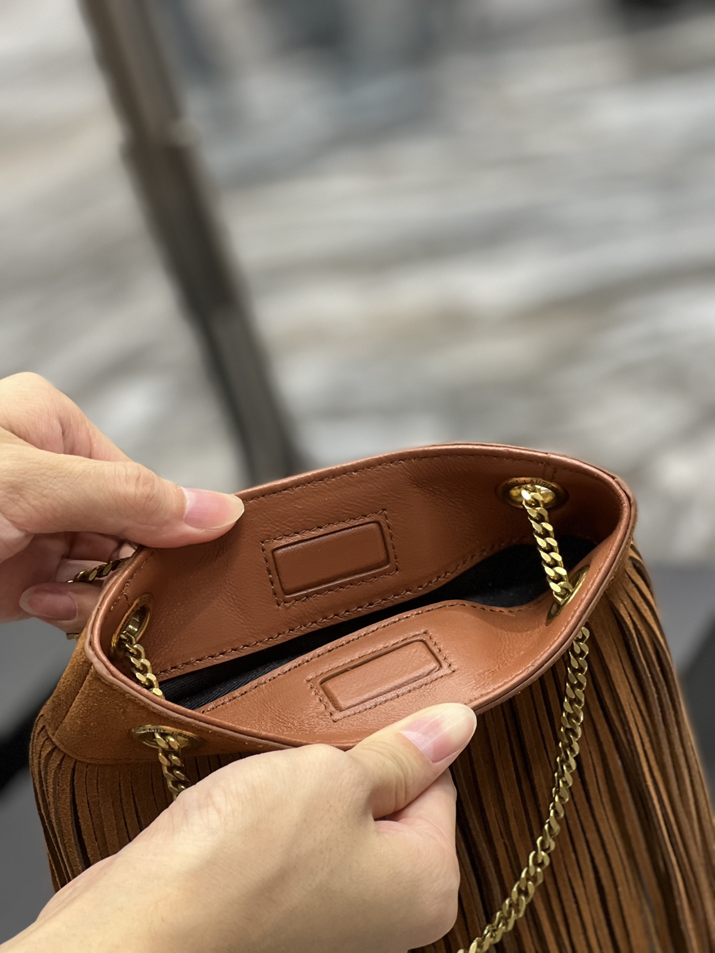 Saint Laurent YSL Grace Fringe Hobo Bag