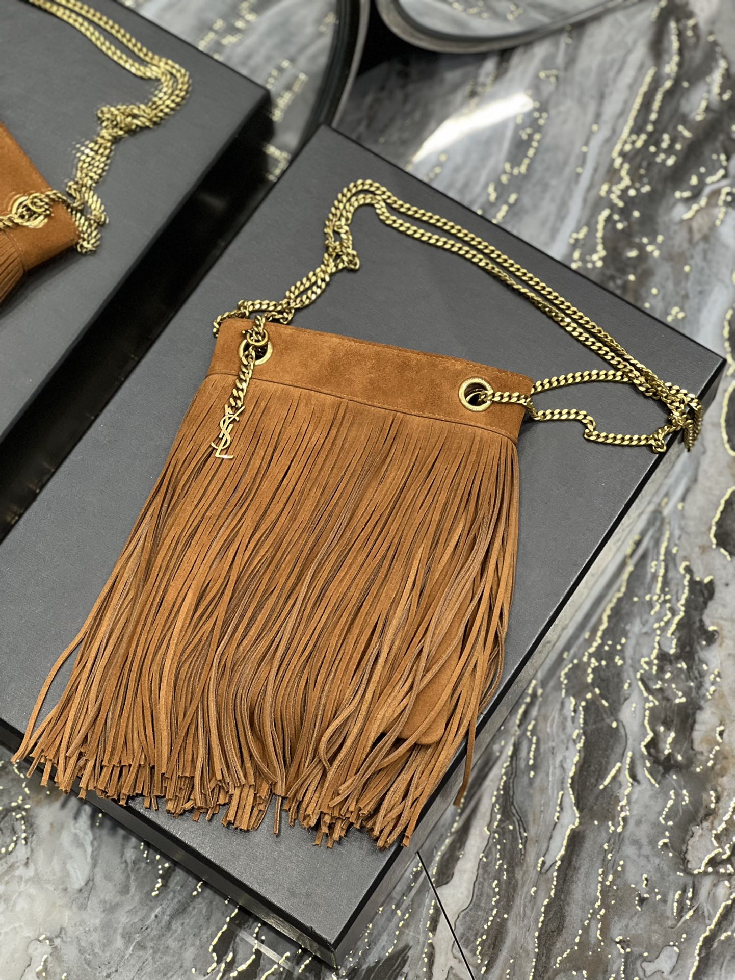 Saint Laurent YSL Grace Fringe Hobo Bag