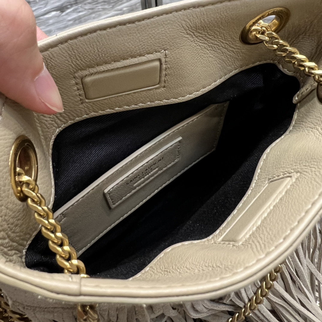 Saint Laurent YSL Grace Fringe Hobo Bag