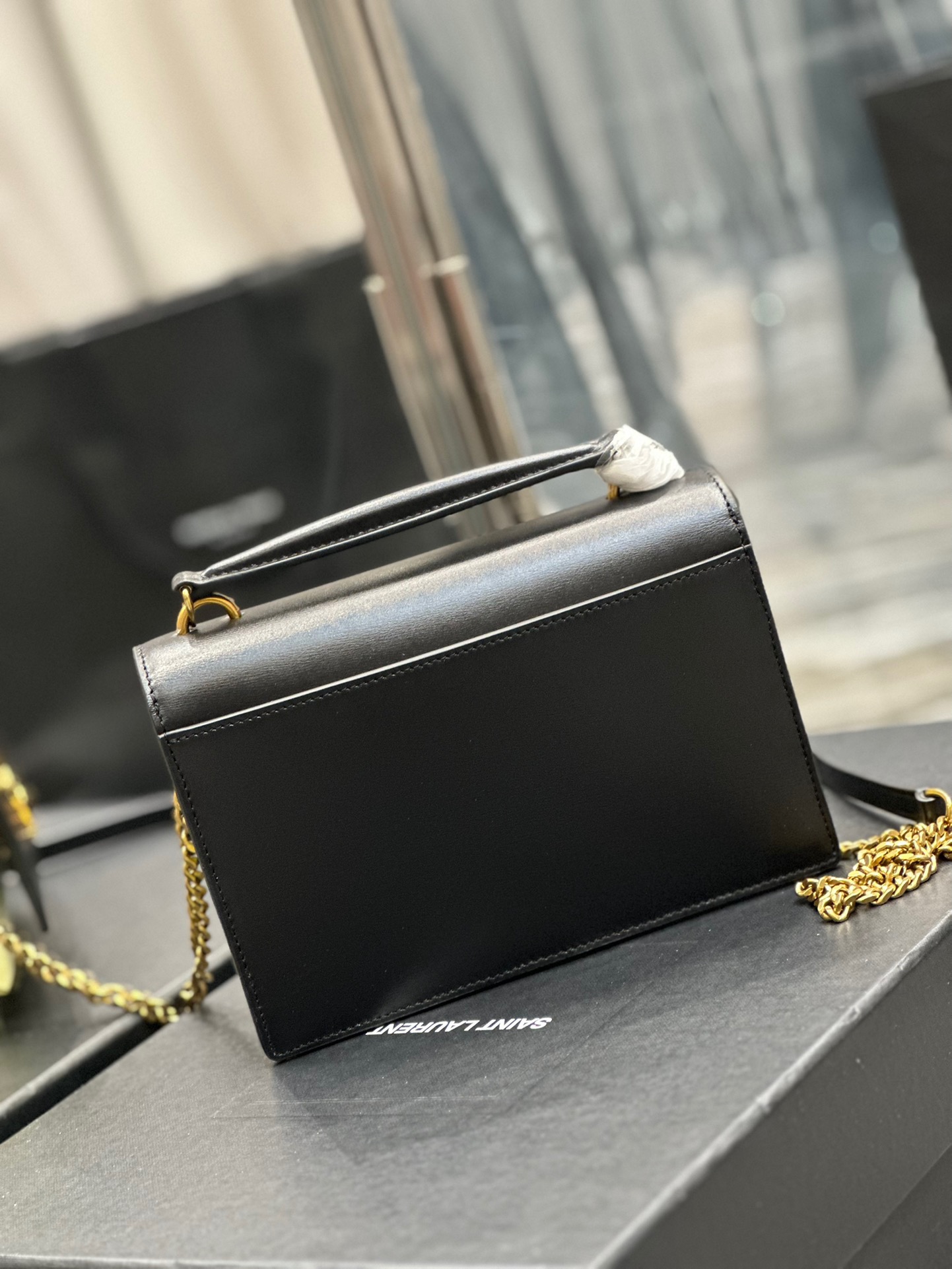  Saint Laurent YSL Sunset WOC in Black with Cream Gold Hardware