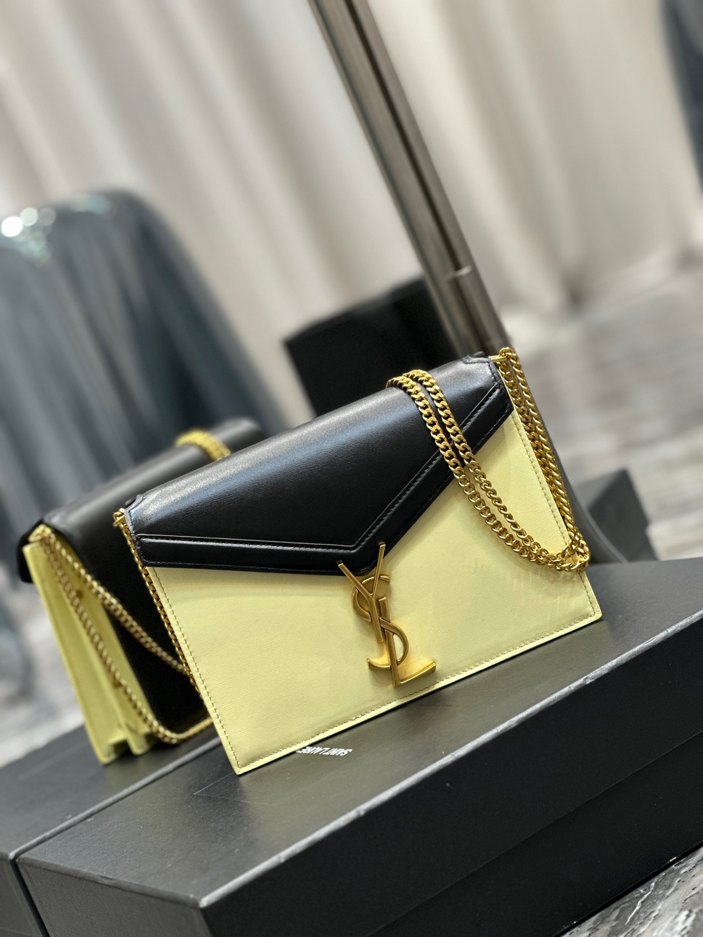 Saint Laurent YSL Cassandra Bag in Black with Cream Gold Hardware