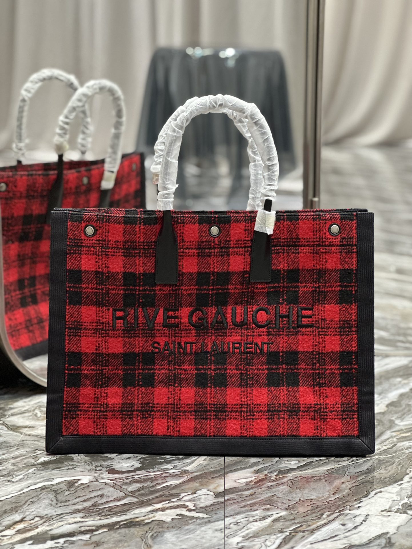 Saint Laurent YSL Rive Gauche Tote Bag in Custom Wool