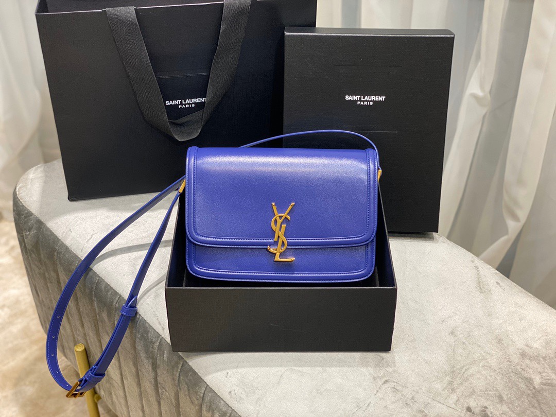 Saint Laurent YSL Solferino Box Bag in Electric Blue Leather