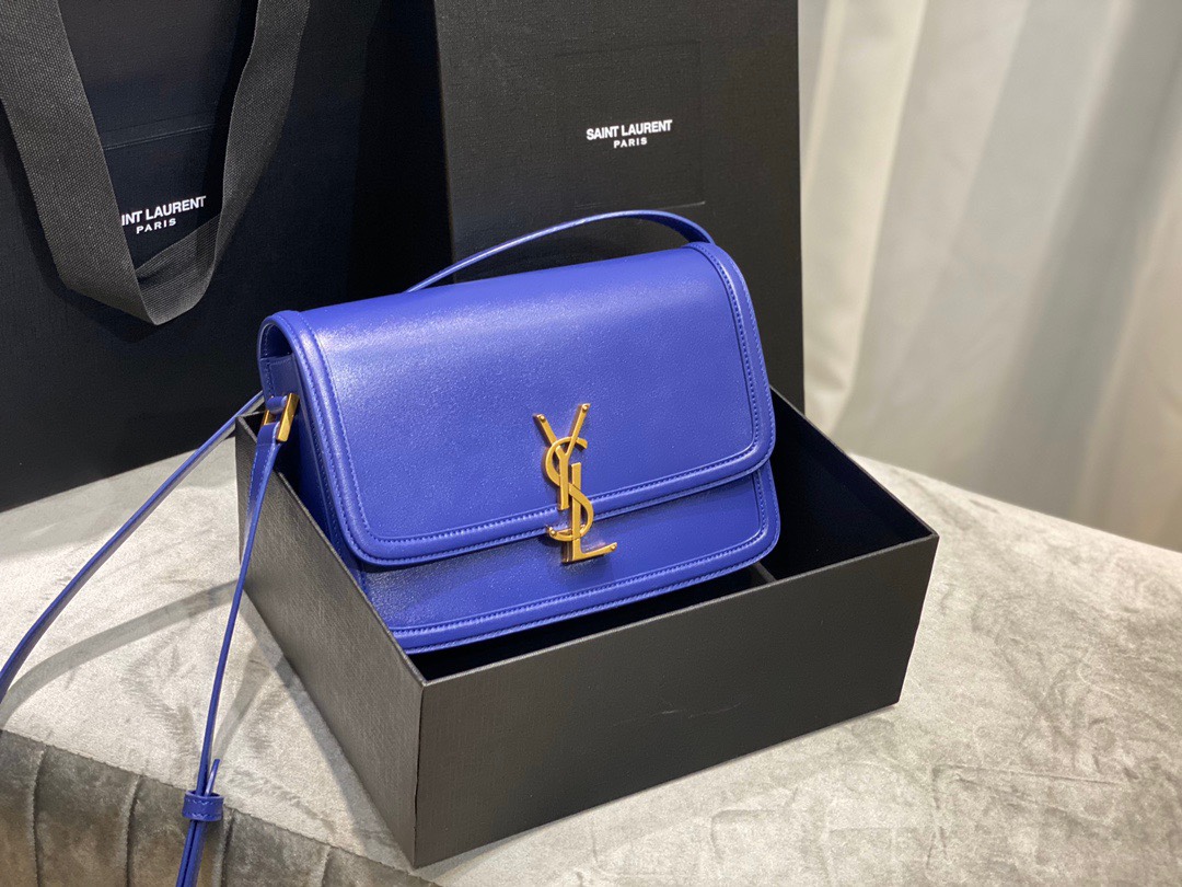 Saint Laurent YSL Solferino Box Bag in Electric Blue Leather