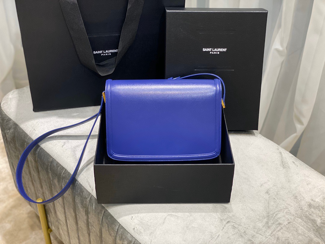 Saint Laurent YSL Solferino Box Bag in Electric Blue Leather