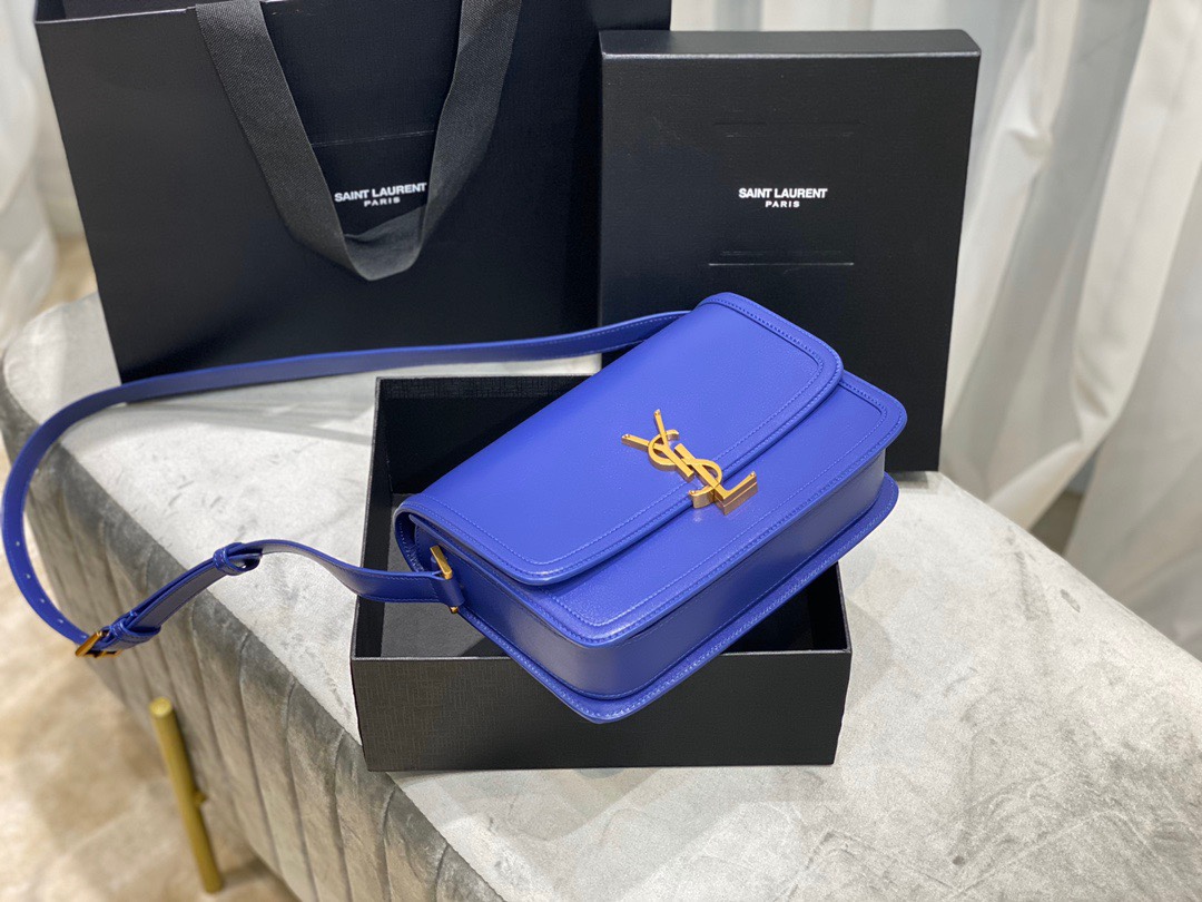 Saint Laurent YSL Solferino Box Bag in Electric Blue Leather