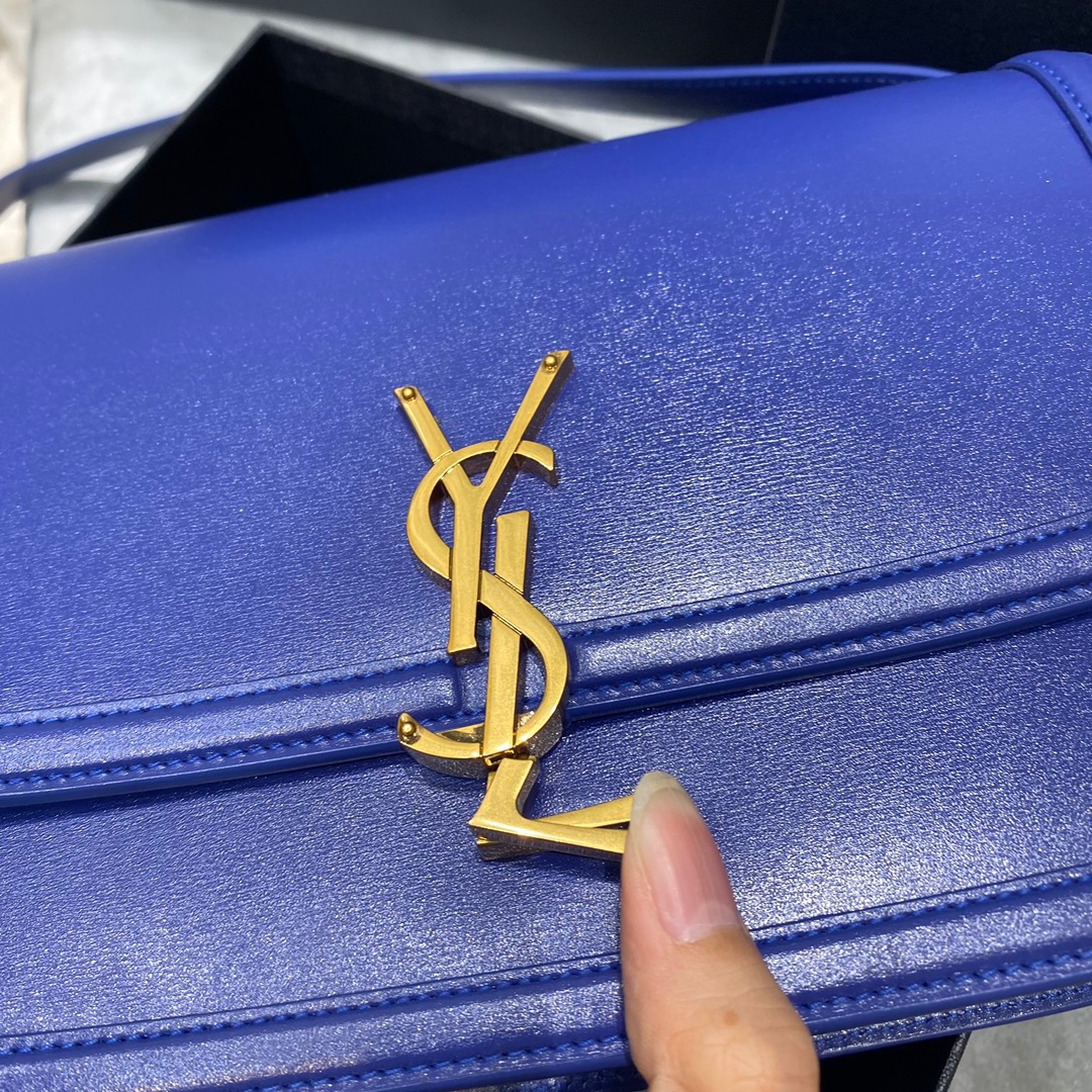 Saint Laurent YSL Solferino Box Bag in Electric Blue Leather