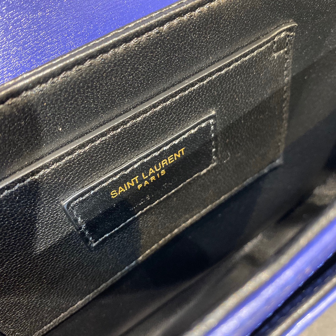 Saint Laurent YSL Solferino Box Bag in Electric Blue Leather