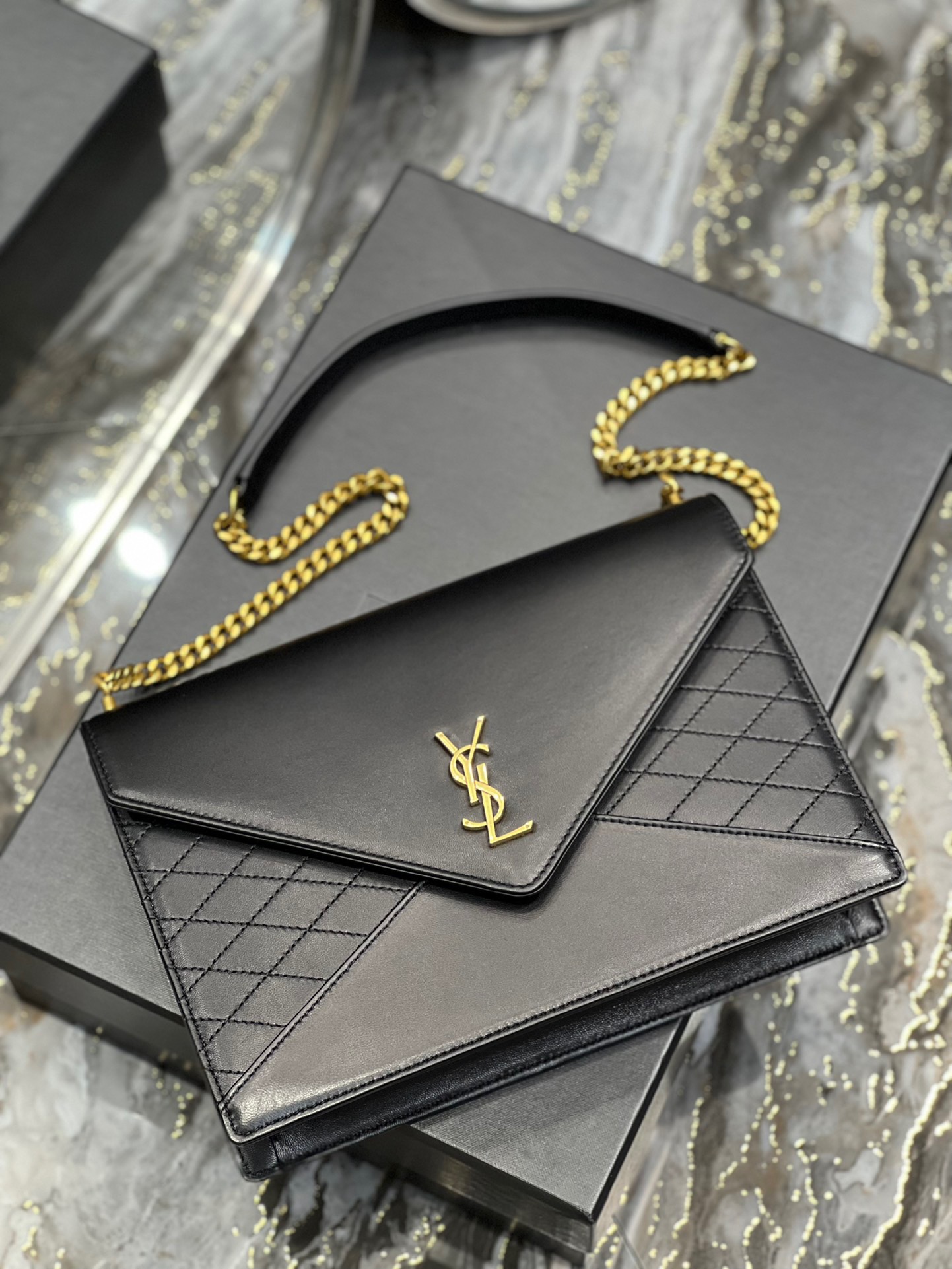 Saint Laurent YSL Gaby Quilted Envelope Bag