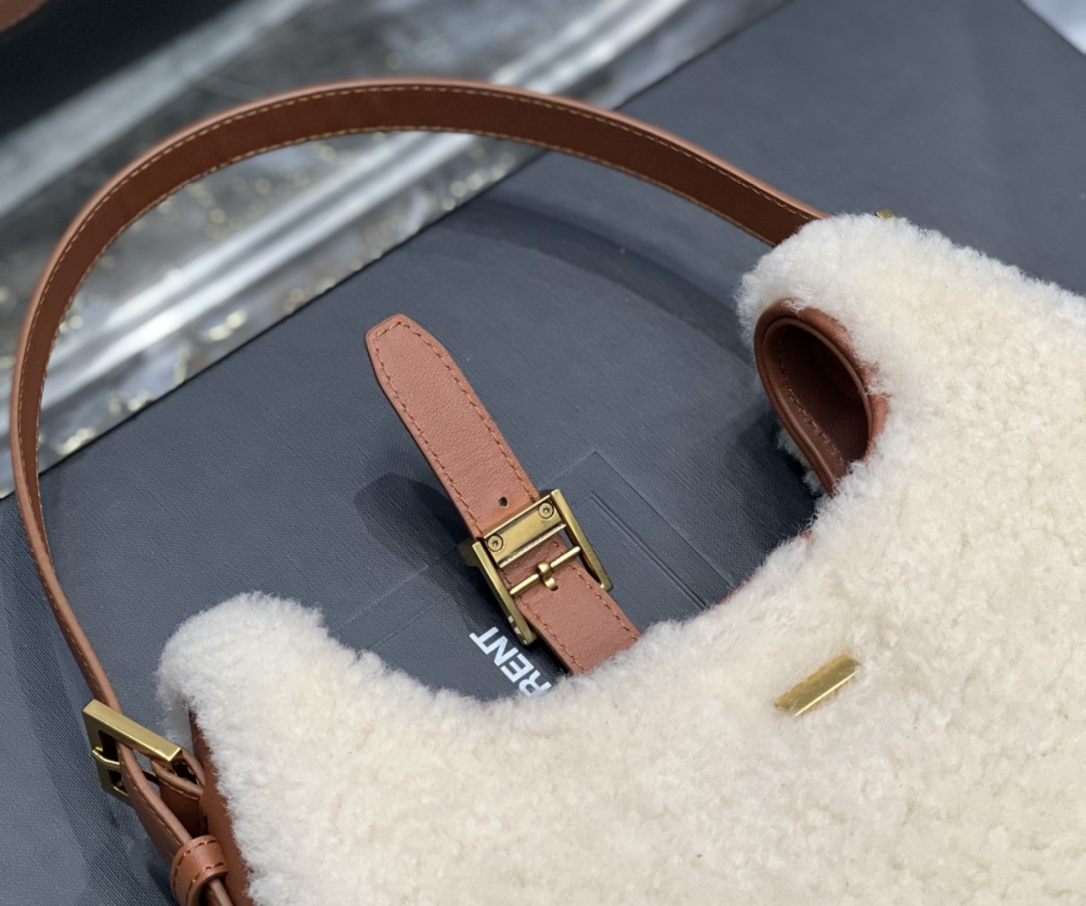  Saint Laurent YSL Winter Limited Edition Lamb Fur Hobo Bag