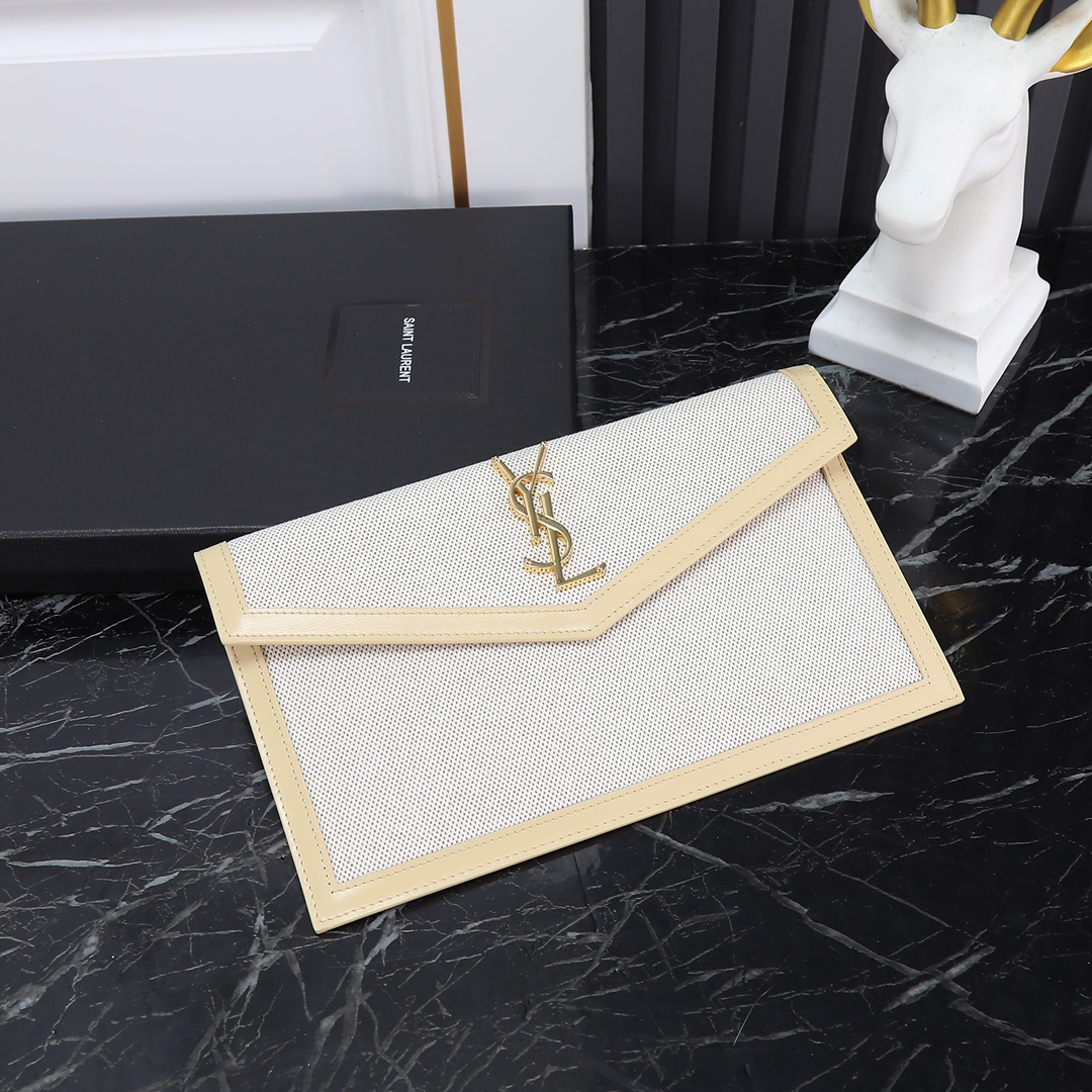 Saint Laurent YSL Uptown New Leather Clutch