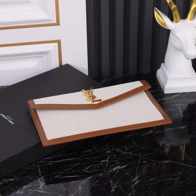 Saint Laurent YSL Uptown New Leather Clutch