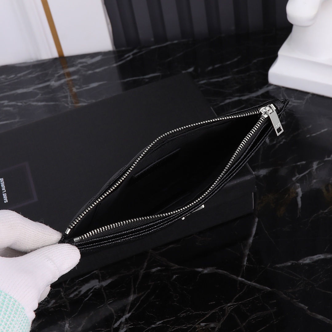 Saint Laurent YSL Caviar Black Zip Pouch