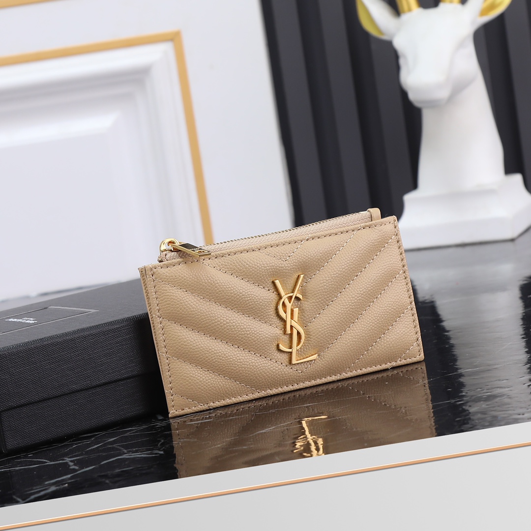 Saint Laurent YSL New Caviar Leather Card Holder