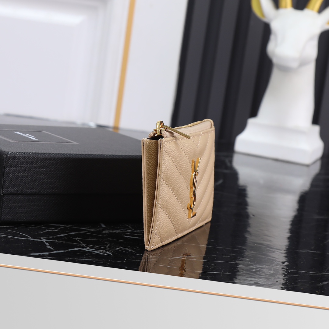 Saint Laurent YSL New Caviar Leather Card Holder