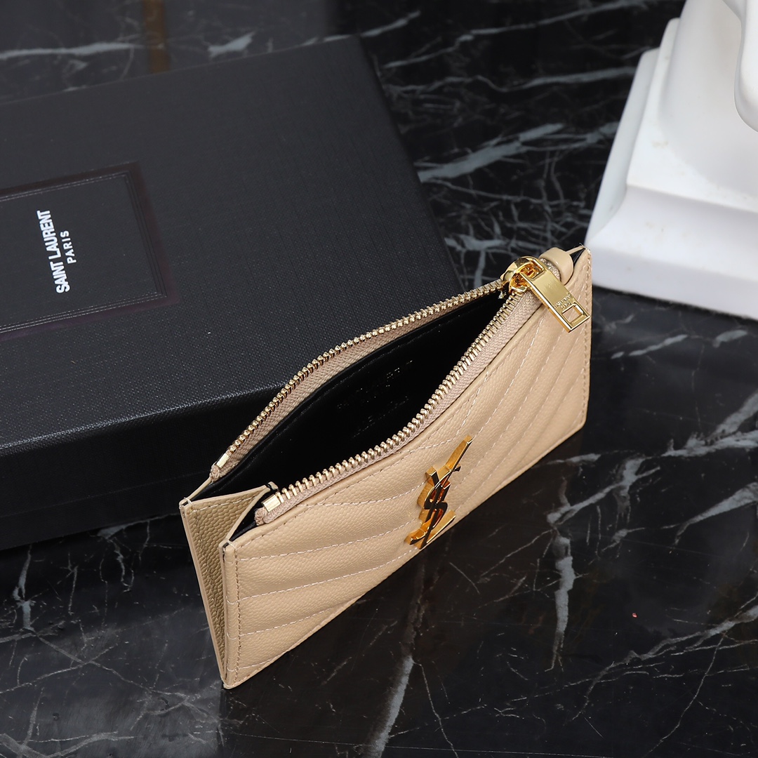 Saint Laurent YSL New Caviar Leather Card Holder