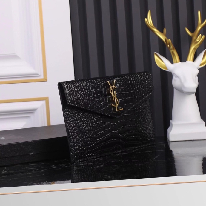 Saint Laurent YSL Uptown New Leather Clutch