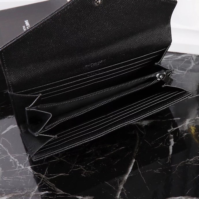 Saint Laurent YSL Caviar Card Holder in Black with Black Hardware