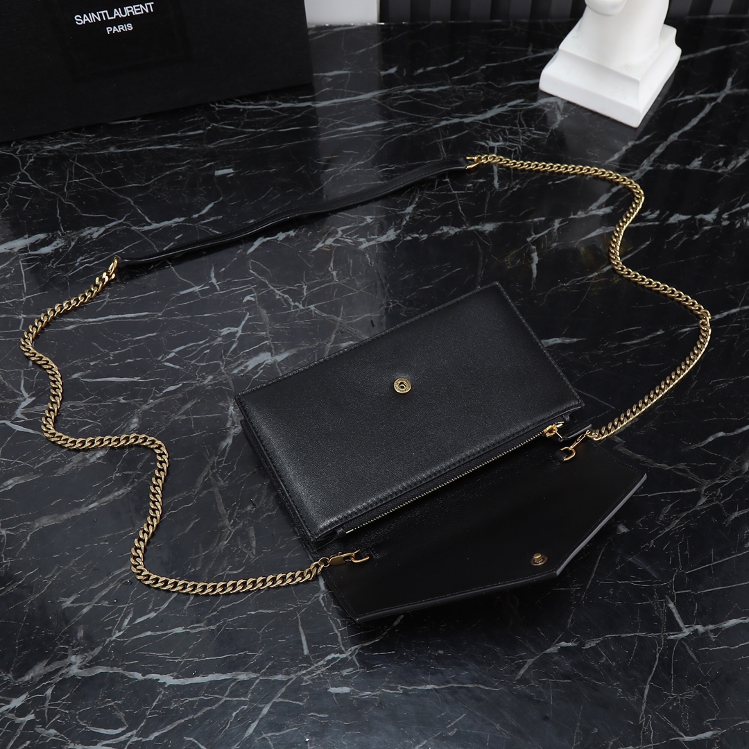 Saint Laurent YSL LE CASSANDRE Smooth Leather Envelope Chain Bag with Multi-Color Hardware