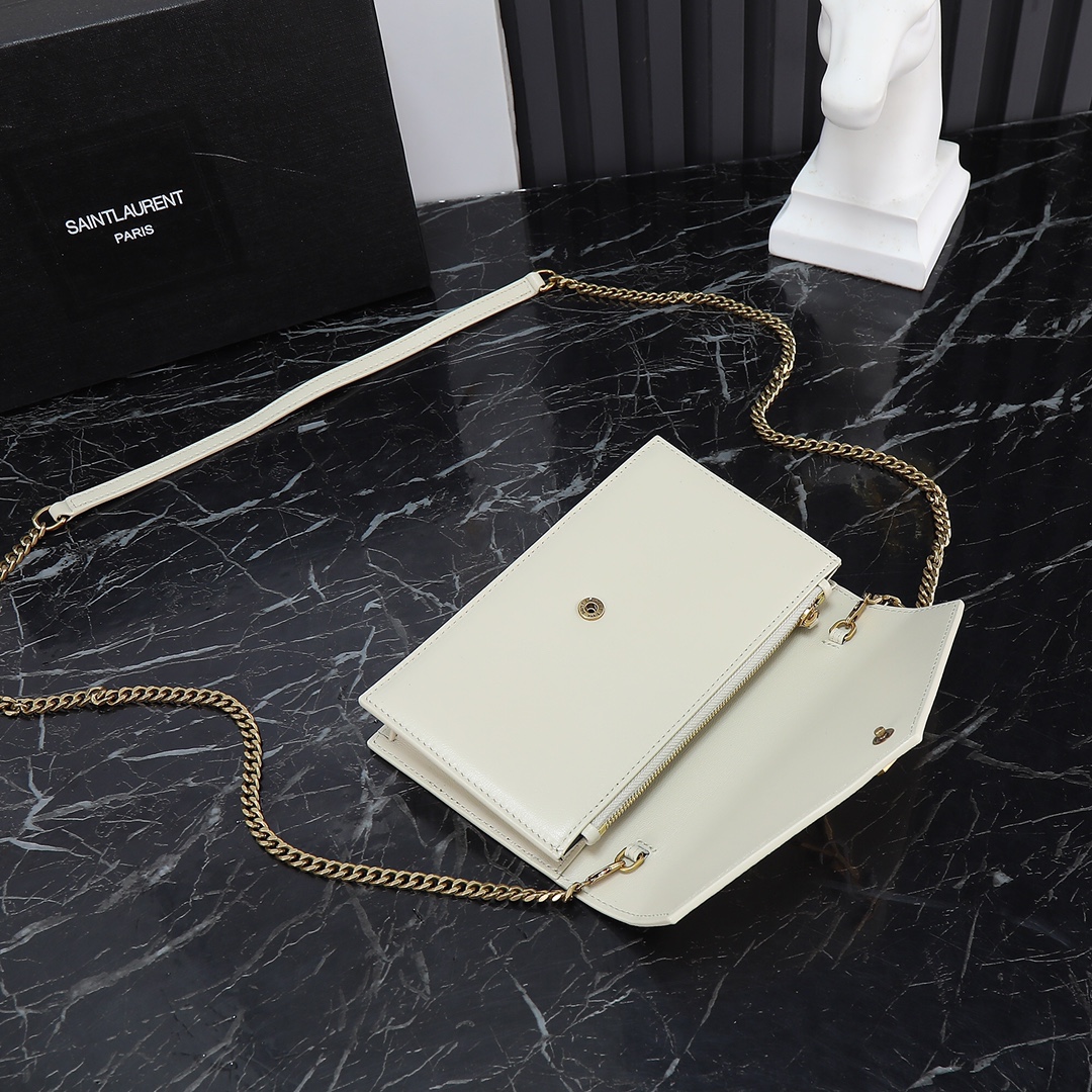 Saint Laurent YSL LE CASSANDRE Smooth Leather Envelope Chain Bag with Multi-Color Hardware