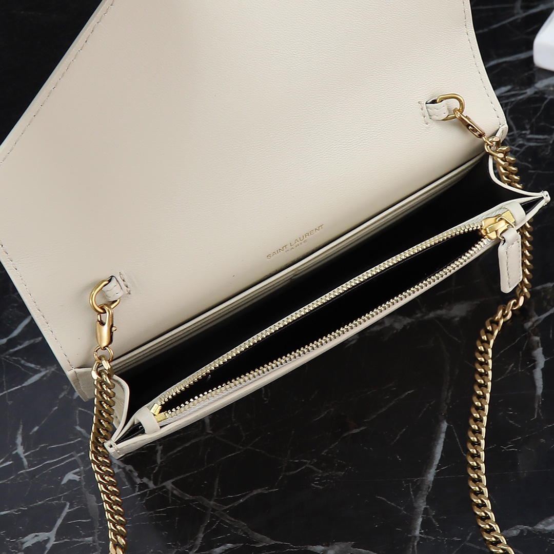 Saint Laurent YSL LE CASSANDRE Smooth Leather Envelope Chain Bag with Multi-Color Hardware