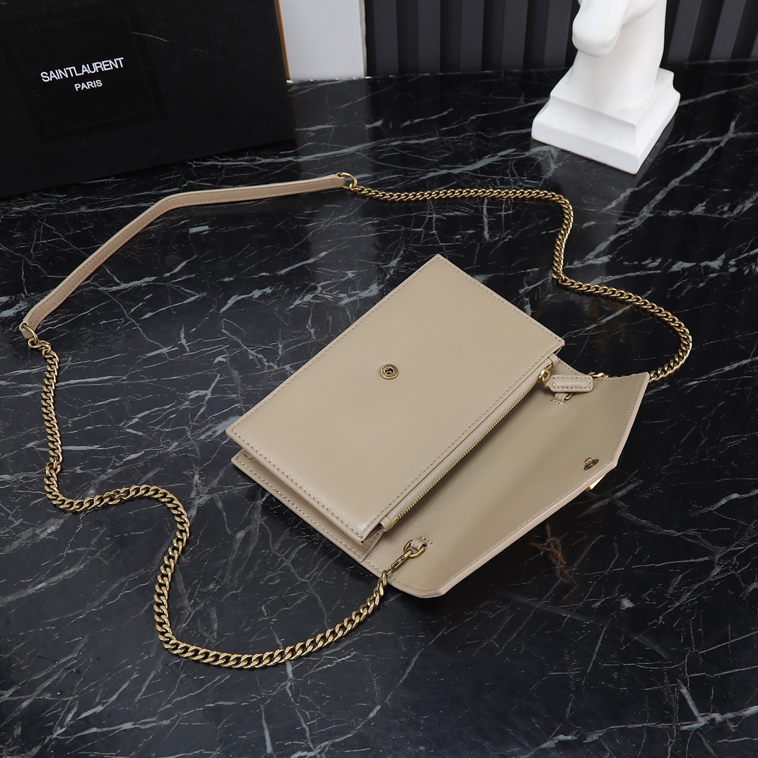 Saint Laurent YSL LE CASSANDRE Smooth Leather Envelope Chain Bag with Multi-Color Hardware