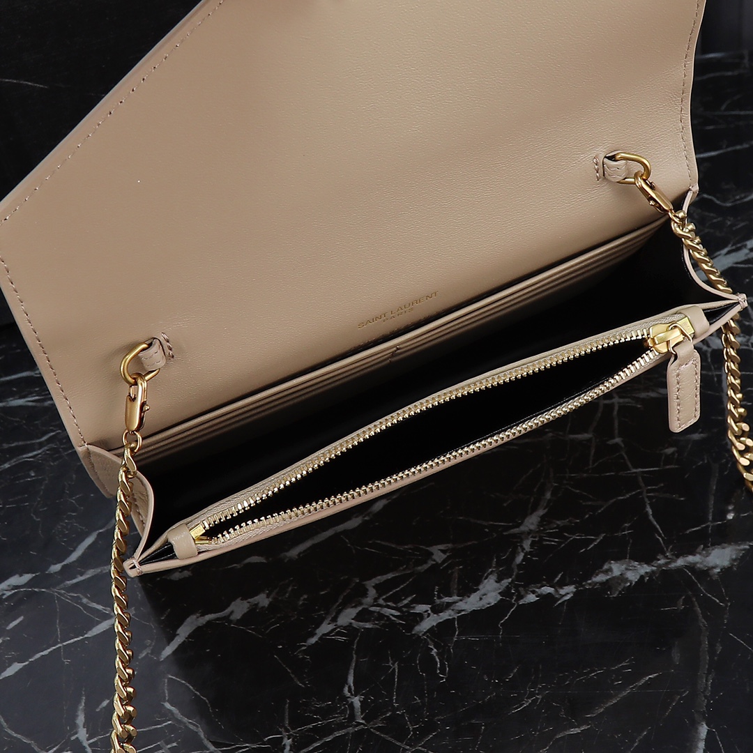 Saint Laurent YSL LE CASSANDRE Smooth Leather Envelope Chain Bag with Multi-Color Hardware