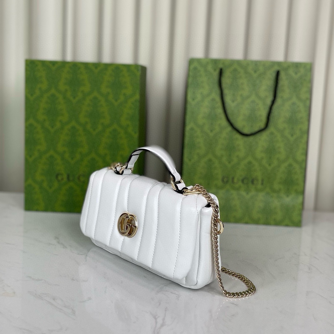 Gucci GG Pochette Voyage Medium Clutch Bag Shoulder Backpack 806017 White Fluffy Quilted Leather