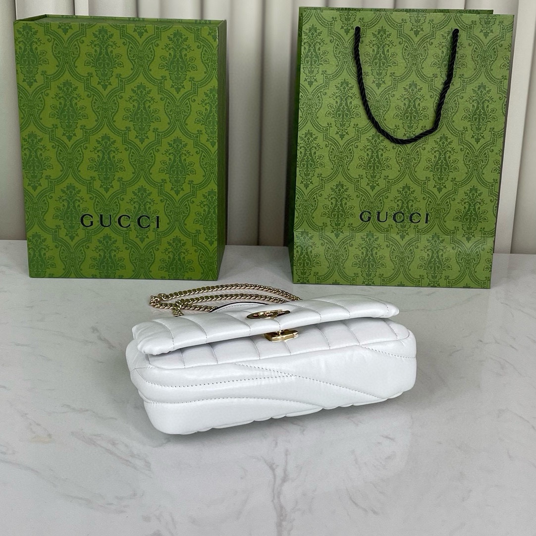 Gucci GG Pochette Voyage Medium Clutch Bag Shoulder Backpack 806017 White Fluffy Quilted Leather