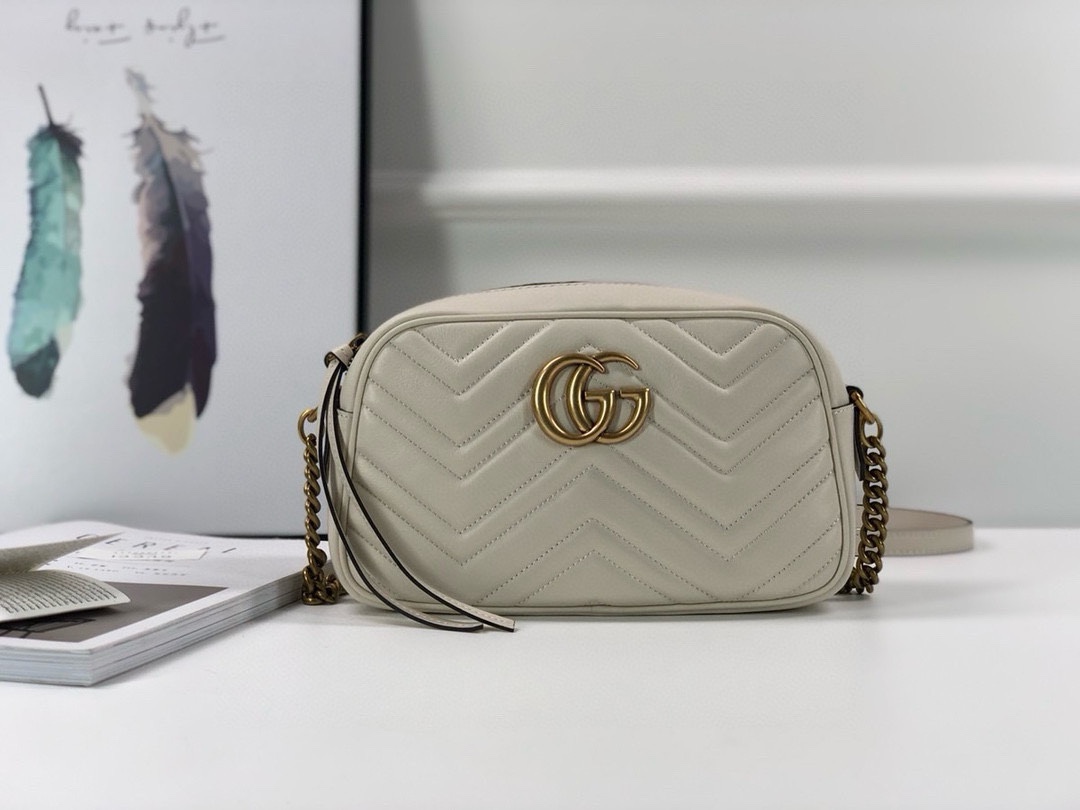 Gucci GG Marmont series medium shoulder backpack White Leather