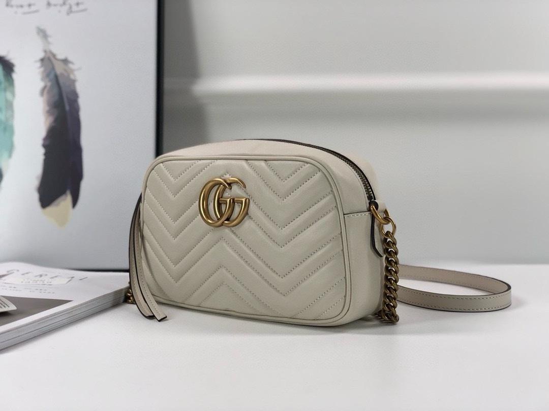 Gucci GG Marmont series medium shoulder backpack White Leather