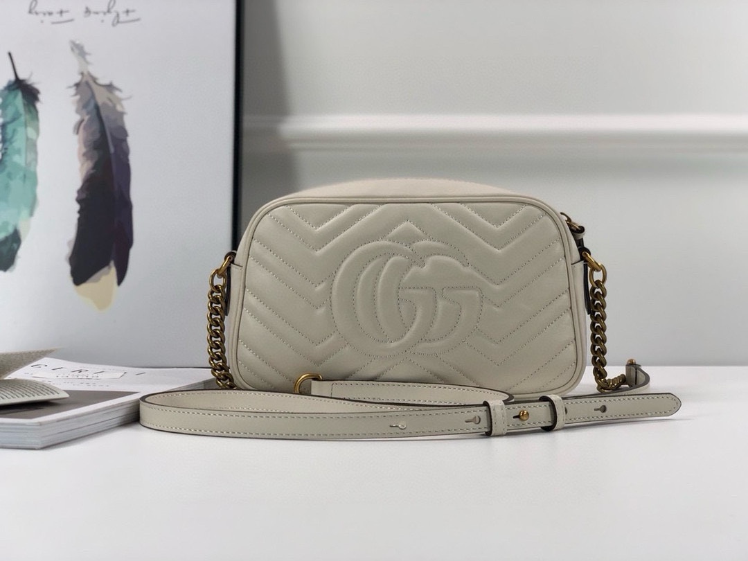 Gucci GG Marmont series medium shoulder backpack White Leather