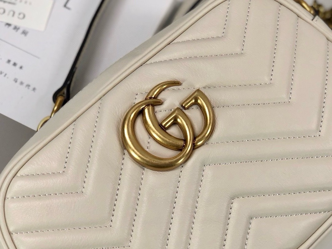 Gucci GG Marmont series medium shoulder backpack White Leather