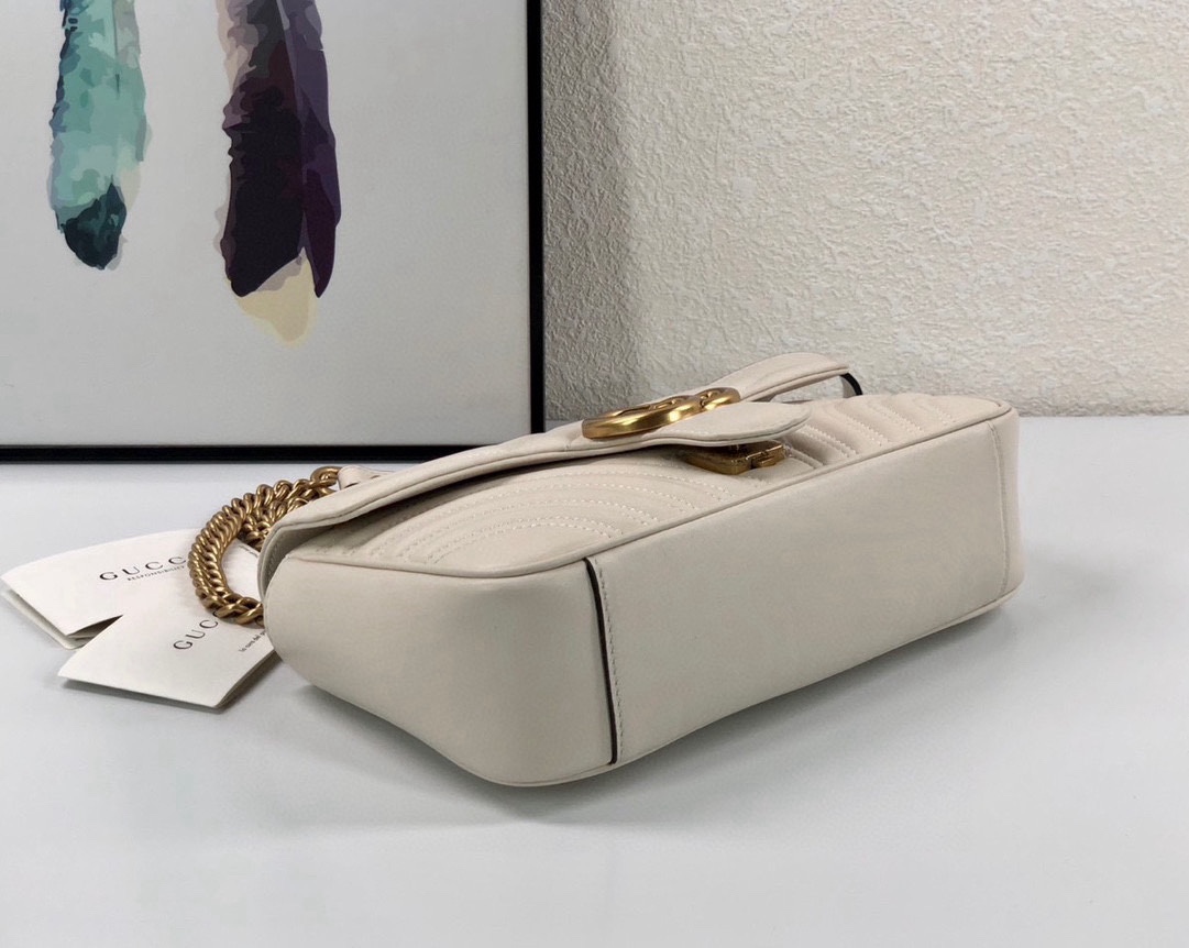 Gucci GG Marmont series medium handbag chain bag White Leather