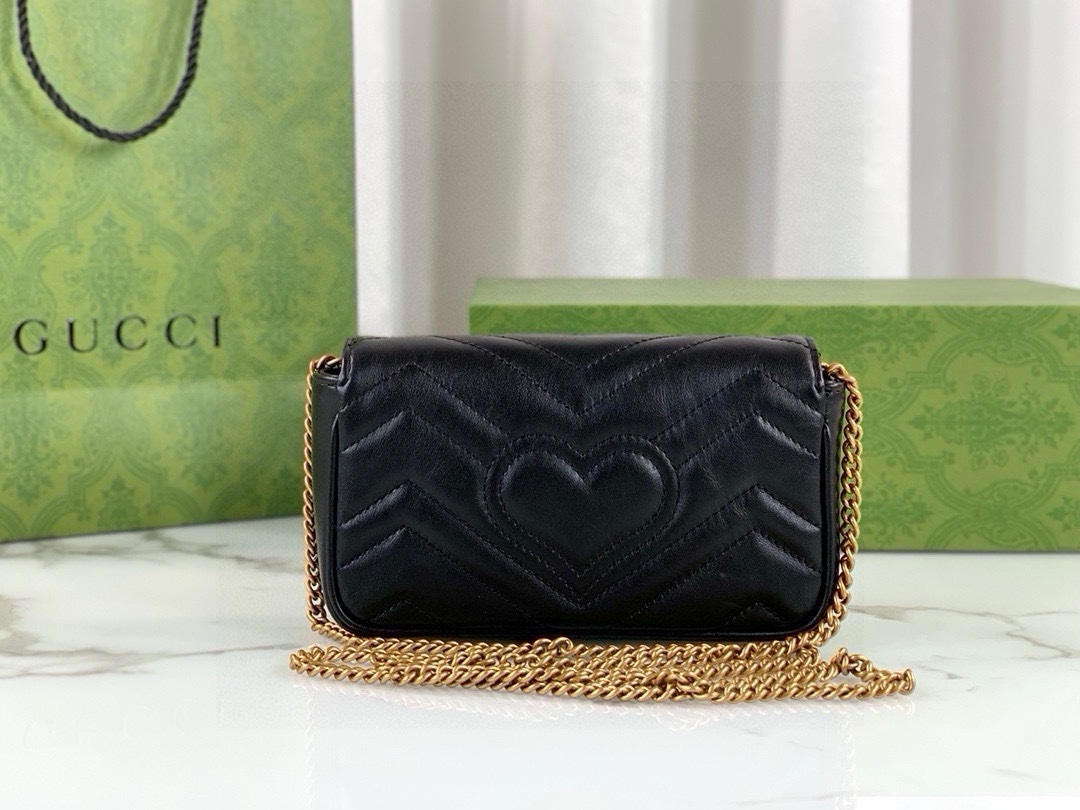 Gucci GG Marmont mini handbag chain bag Black Leather