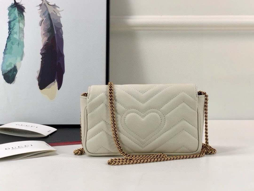 Gucci GG Marmont mini handbag chain bag White Leather