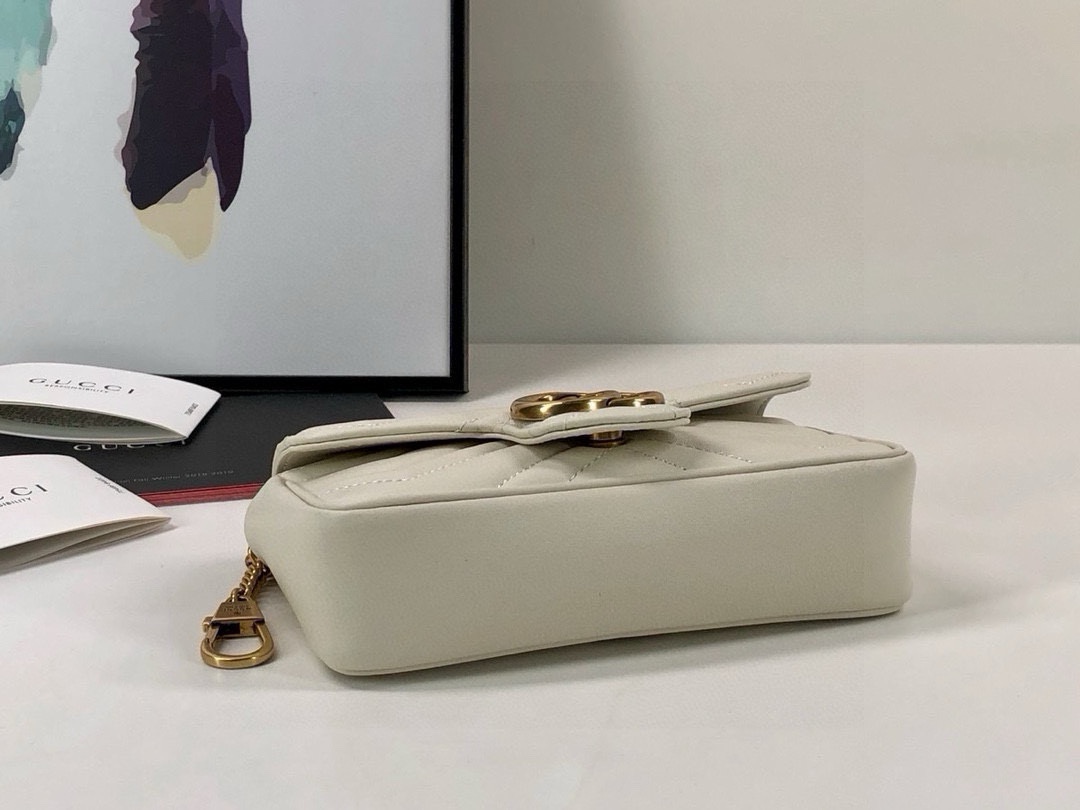 Gucci GG Marmont mini handbag chain bag White Leather