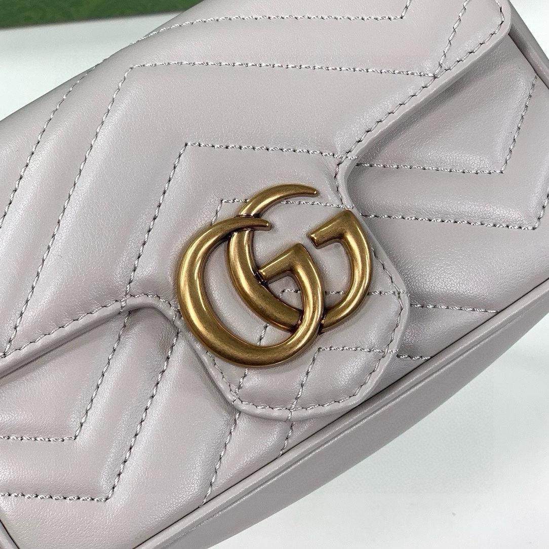 Gucci GG Marmont mini handbag chain bag Cream-grey Leather