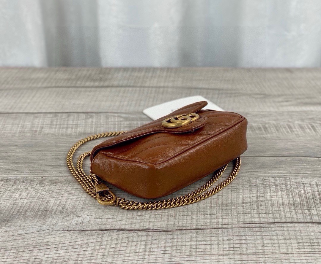 Gucci GG Marmont Series mini chain bag Brown leather