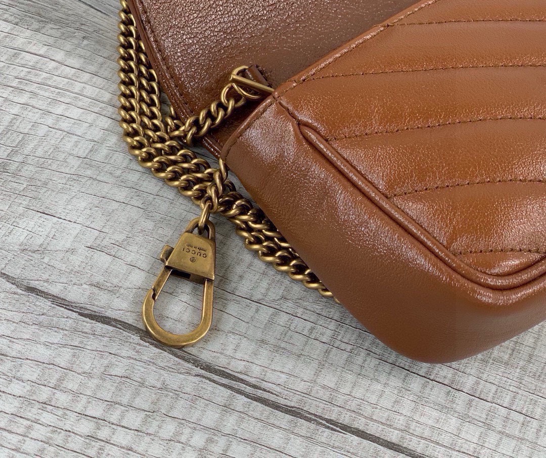 Gucci GG Marmont Series mini chain bag Brown leather