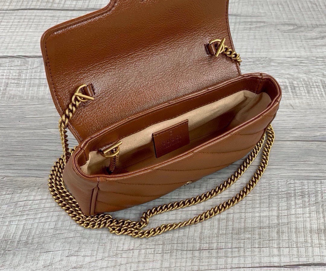 Gucci GG Marmont Series mini chain bag Brown leather