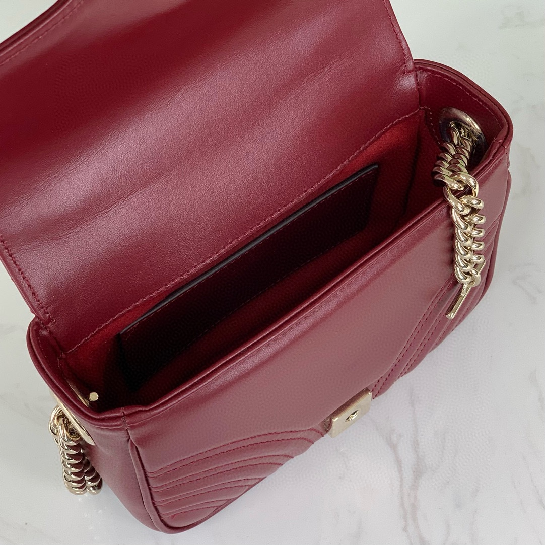 Gucci GG Marmont mini handbag Rosso Ancora V-shaped leather