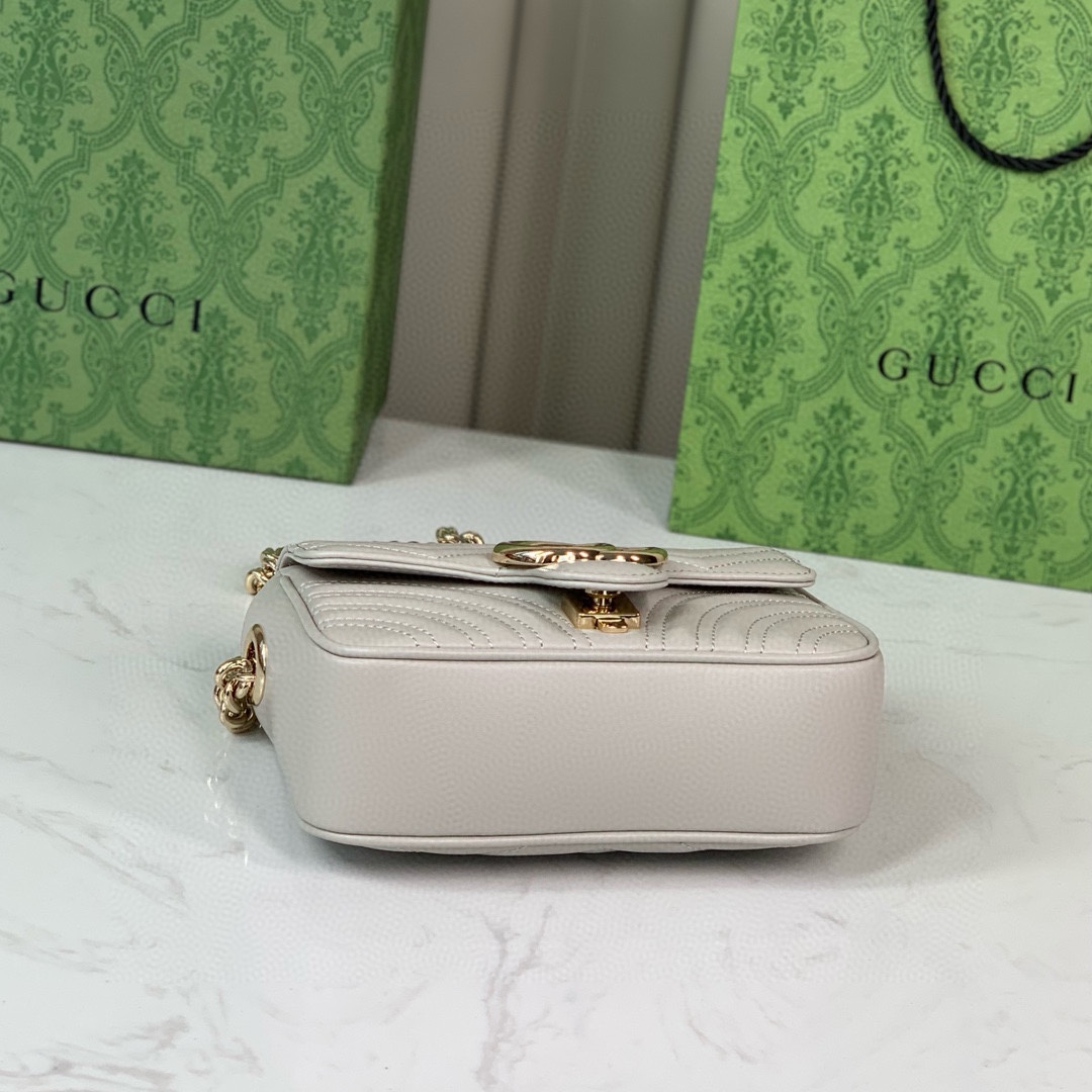 Gucci GG Marmont mini handbag Light grey V-shaped leather