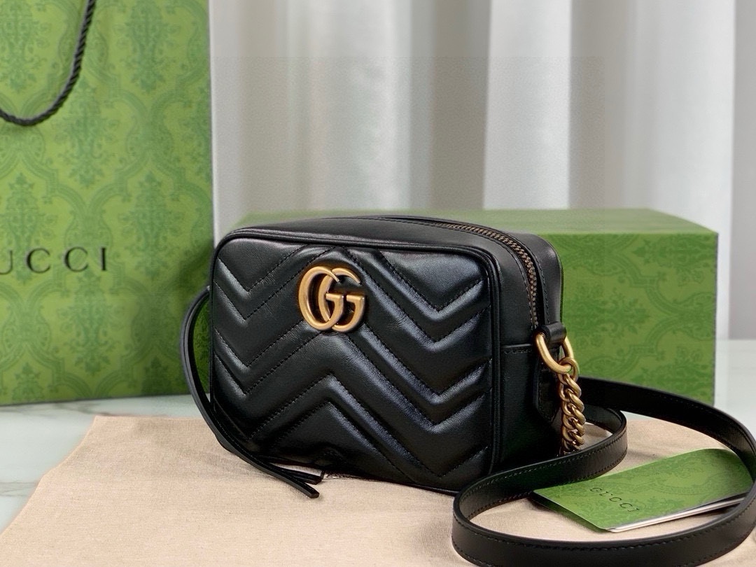 Gucci GG Marmont series small shoulder backpack Black Leather