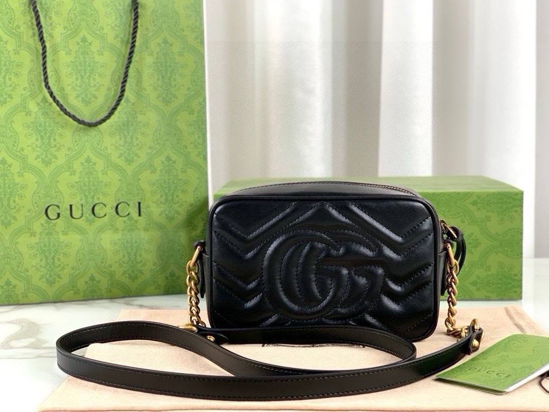 Gucci GG Marmont series small shoulder backpack Black Leather