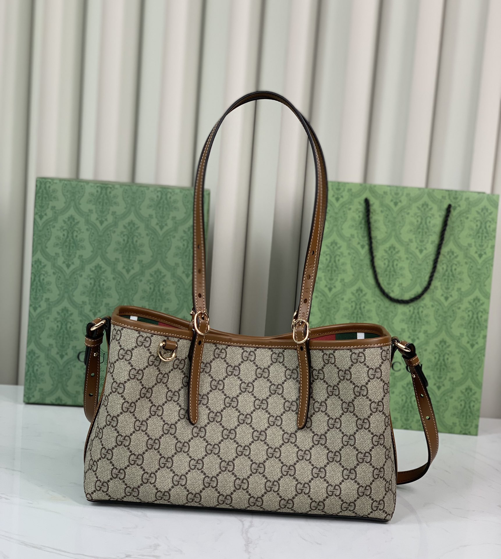 Gucci Ophidia series New shopping bags Striped webbing 815214 brown