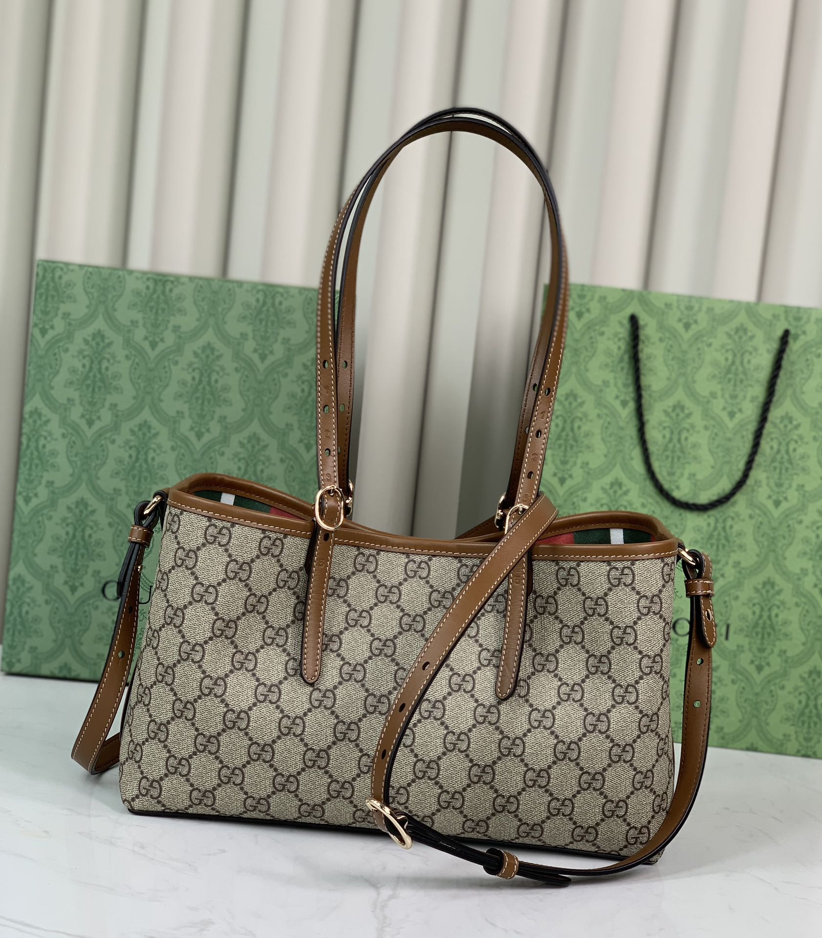 Gucci Ophidia series New shopping bags Striped webbing 815214 brown