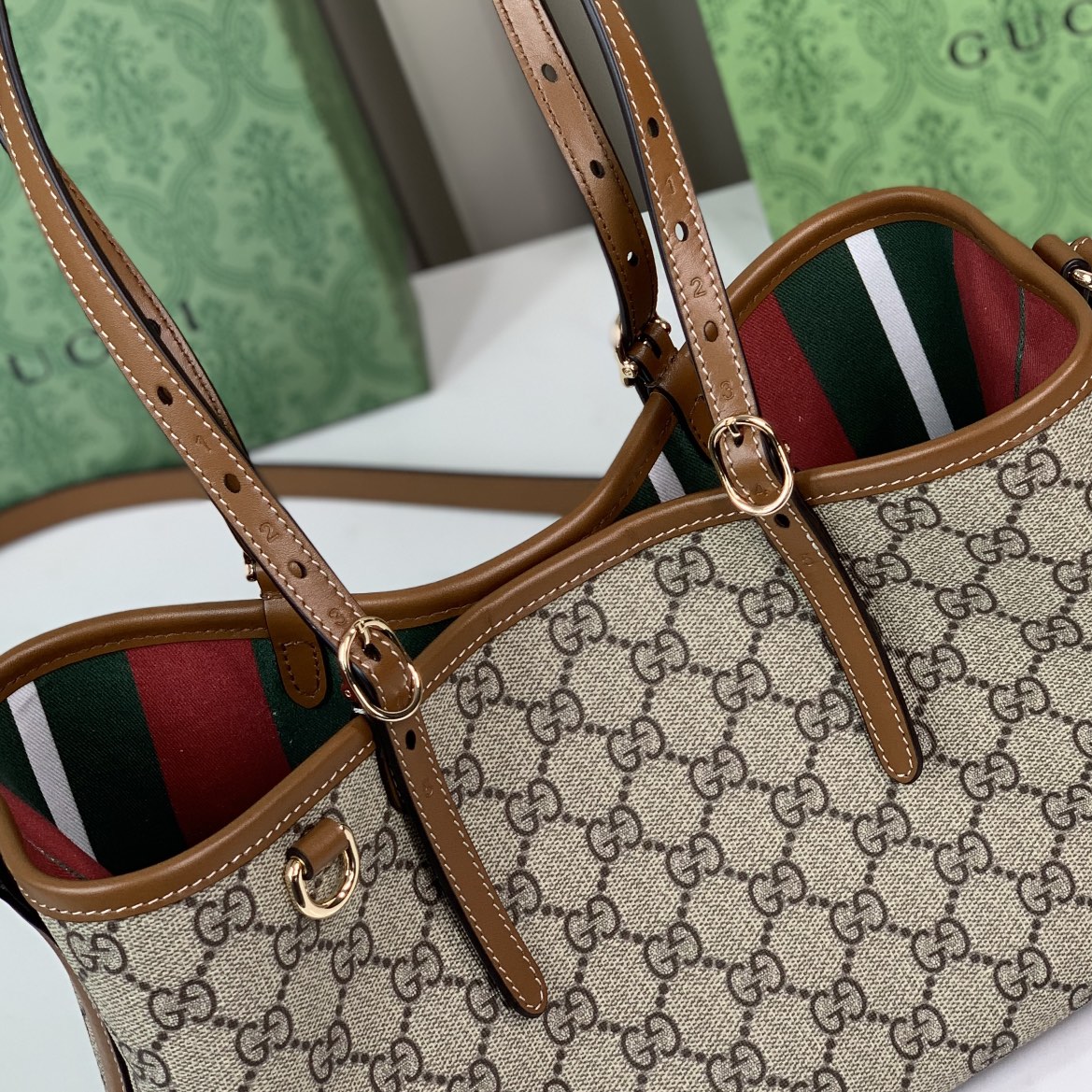 Gucci Ophidia series New shopping bags Striped webbing 815214 brown